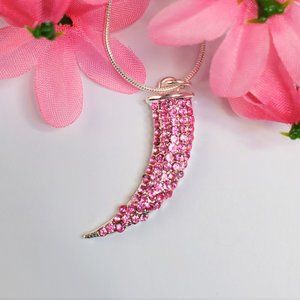 Pink Pave Crystal Horn Necklace
